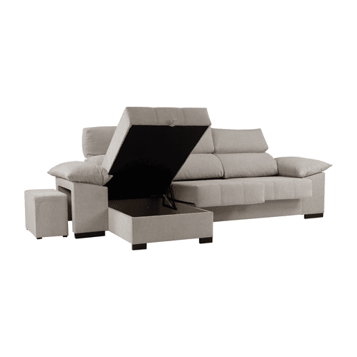Chaise longue LUCAS reversível 3 lugares bege
