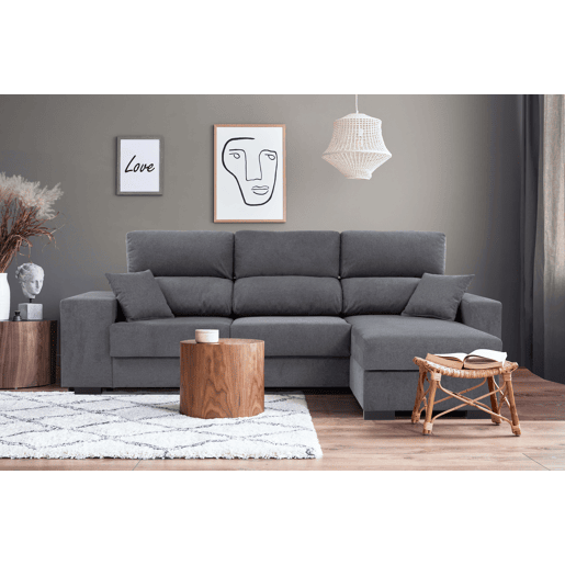 Chaise longue DANY reversível 4 lugares cinza escuro
