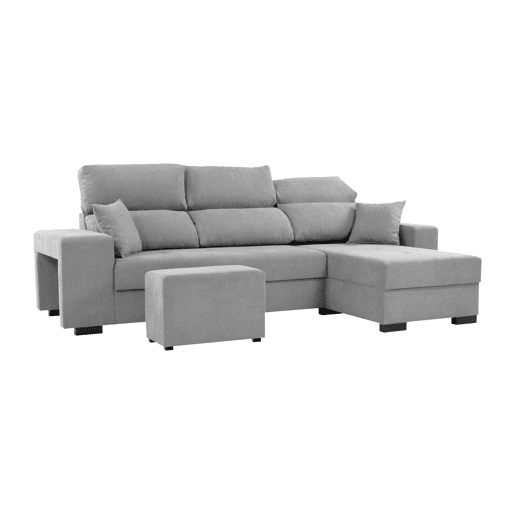 Chaise longue NICO reversível 4 lugares cinza claro