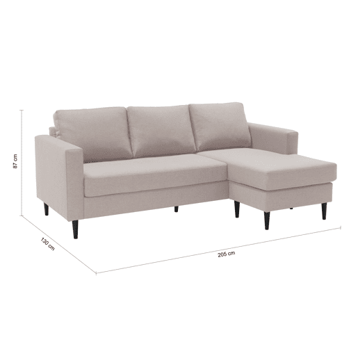Chaise longue CRUSH reversível 3 lugares bege