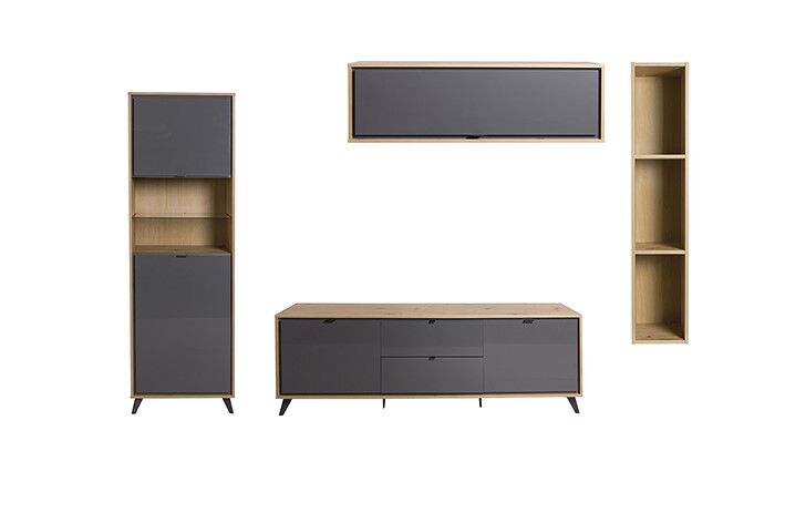 Compacto tv 247,9cm gris y roble CORNICE