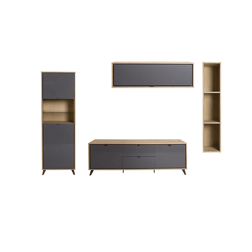 Compacto de TV 247,9cm cinzento e carvalho corNICE