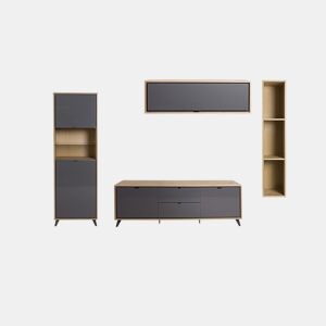 Compacto de TV 247,9cm cinzento e carvalho corNICE