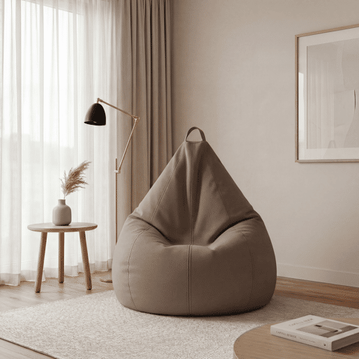 Puff PERA em pele ecológica 85x110cm taupe