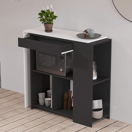 Mesa de cozinha alta extensÃvel com prateleiras LIDO Mesa de cozinha alta extensÃvel com prateleiras LIDO