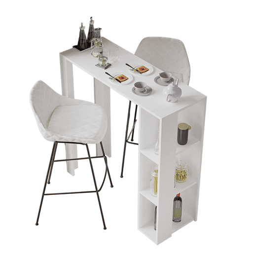 Mesa de cozinha alta fixa com prateleiras KIA Mesa de cozinha alta fixa com prateleiras KIA
