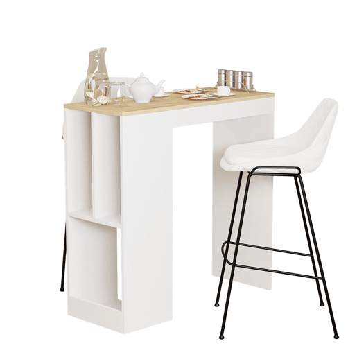 Mesa de cozinha alta fixa com prateleiras CLARA Mesa de cozinha alta fixa com prateleiras CLARA