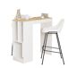 Mesa de cocina alta fija con estantes CLARA Mesa de cocina alta fija con estantes CLARA Blanco/ Madera
