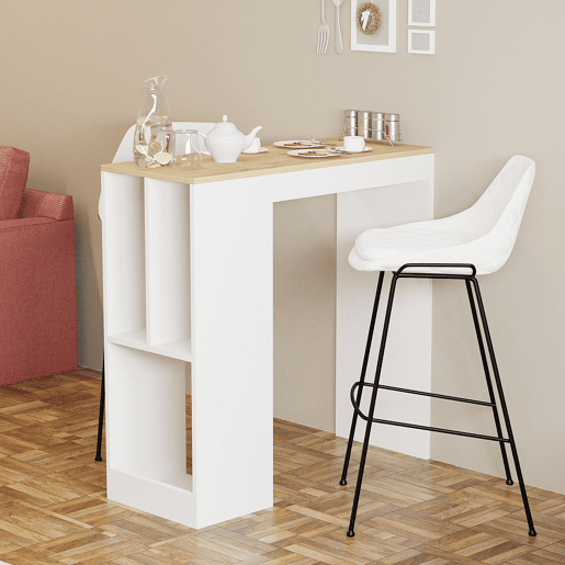 Mesa de cozinha alta fixa com prateleiras CLARA Mesa de cozinha alta fixa com prateleiras CLARA