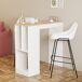 Mesa de cocina alta fija con estantes CLARA Mesa de cocina alta fija con estantes CLARA Blanco/ Madera