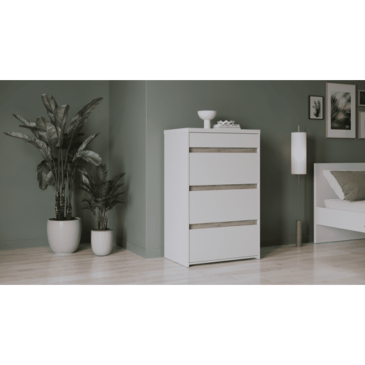 Cómoda simple CLYDE 4 gavetas branco