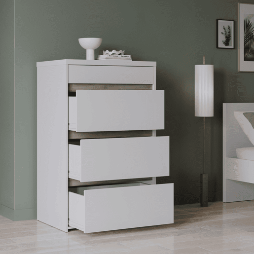 Cómoda simple CLYDE 4 gavetas branco