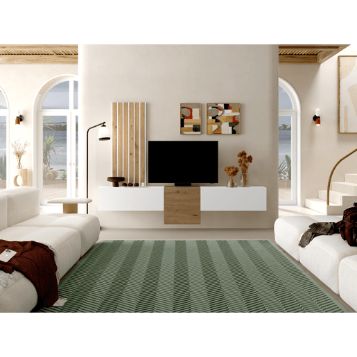 Compacto de TV branco e carvalho ARAMIS 3.2