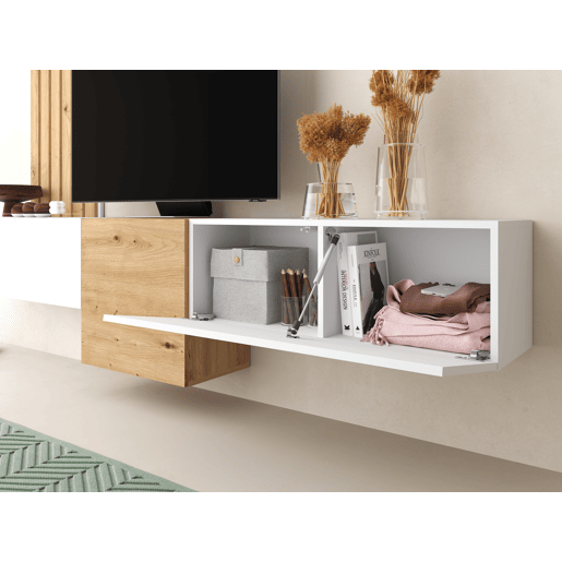 Compacto de TV branco e carvalho ARAMIS 3.2