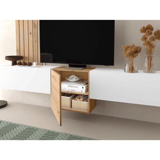 Compacto de TV branco e carvalho ARAMIS 3.2