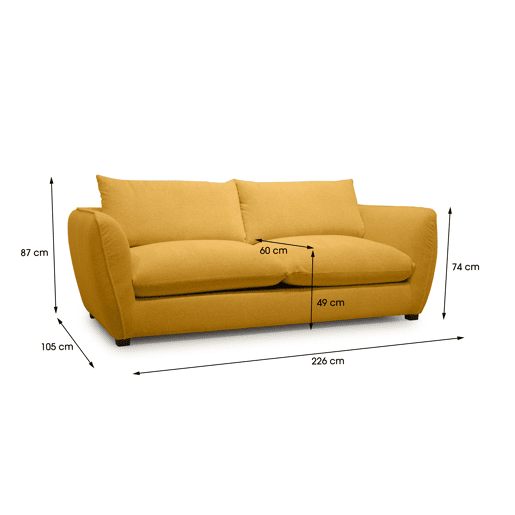 Sofá 3 lugares CLEMENCE M cor amarelo