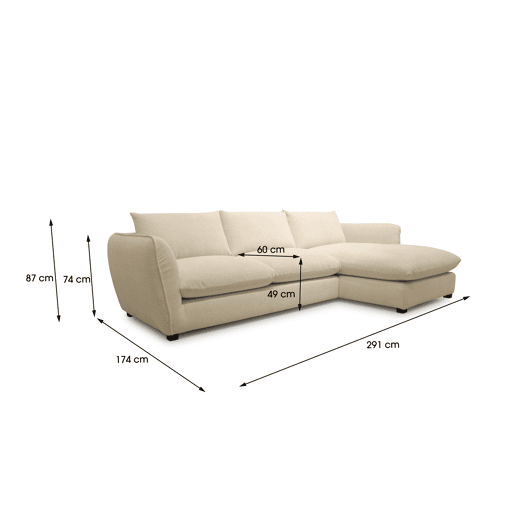 Chaise longue CLEMENCE dereita 4 lugares bege