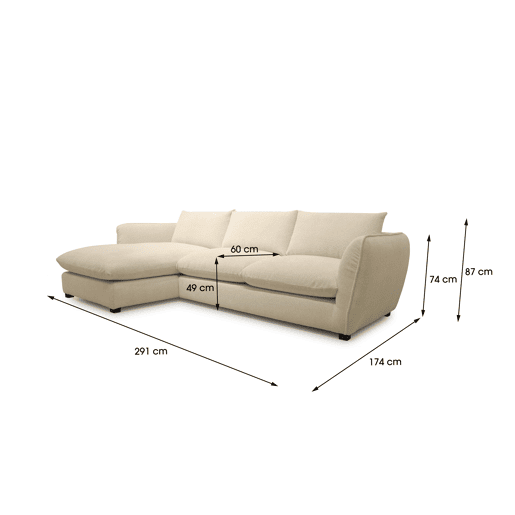 Chaise longue CLEMENCE esquerda 4 lugares bege