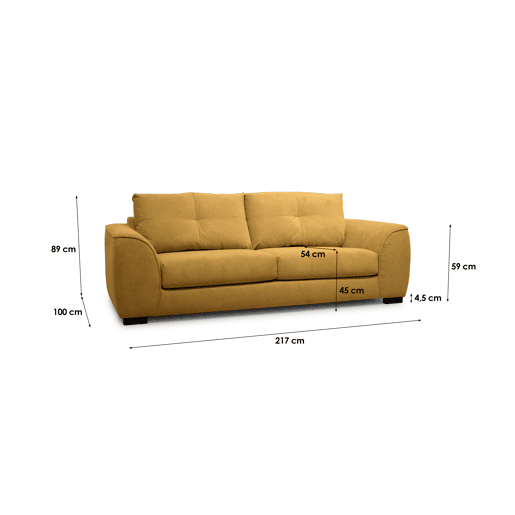 Sofá cama VALENTINO 3 lugares mostarda