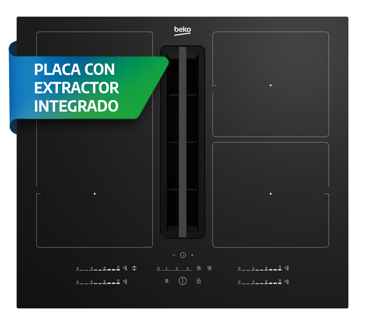 Placa flex inducción con extractor incorporado BEKO HIXI 64700 UF