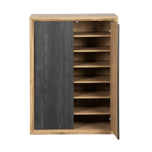 Sapateira WOOD II 110x80x40cm carvalho e preto