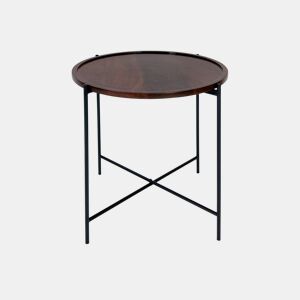 Mini mesa metal e madeira BERNET 48x42cm
