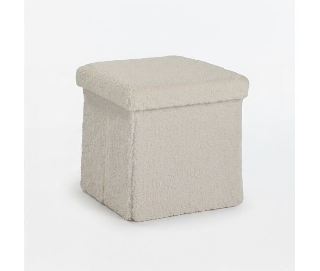 Puff plegable teddy 38x38x38cm color blanco - conforama