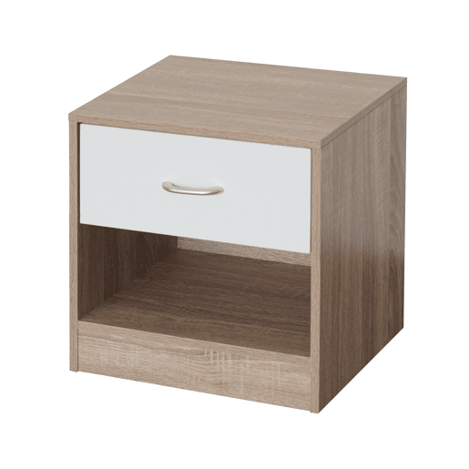 Mesa de cabeceira ONA 1 gaveta cor carvalho e gaveta branca