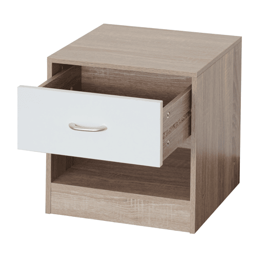 Mesa de cabeceira ONA 1 gaveta cor carvalho e gaveta branca