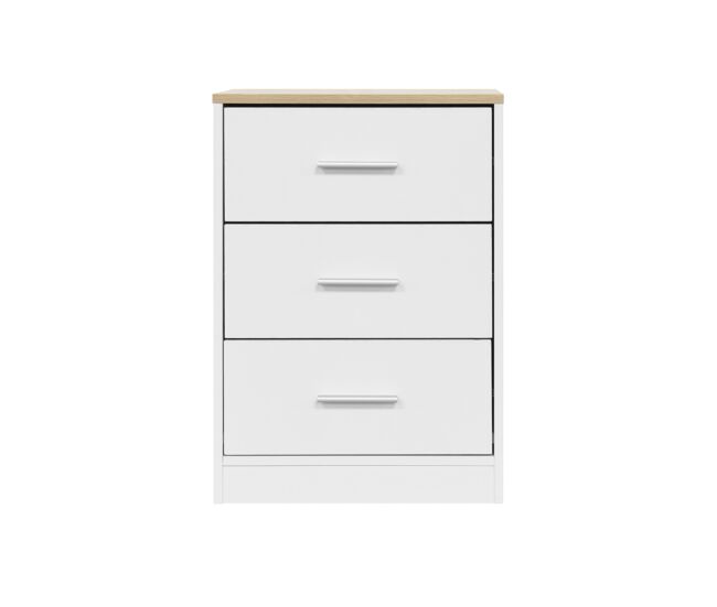 Mesita de noche yoko 3 cajones color blanco - conforama