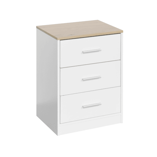 Mesa de cabeceira YOKO 3 gavetas cor branco