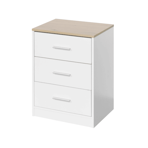 Mesa de cabeceira YOKO 3 gavetas cor branco