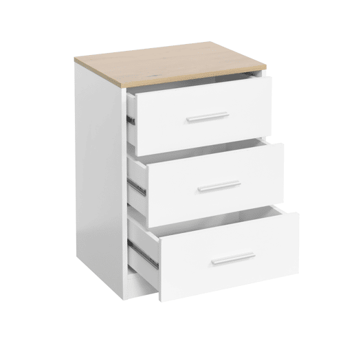 Mesa de cabeceira YOKO 3 gavetas cor branco
