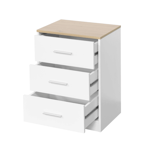 Mesa de cabeceira YOKO 3 gavetas cor branco