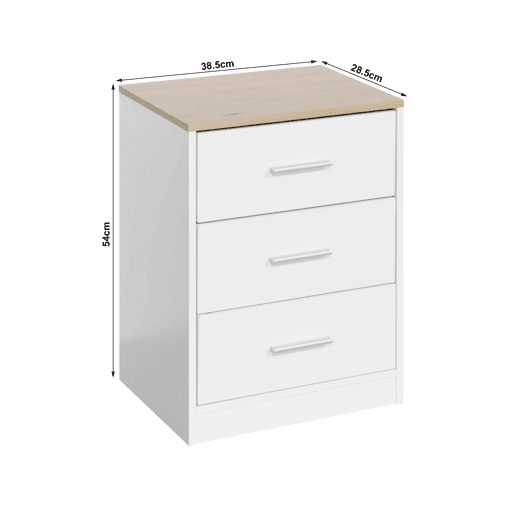Mesa de cabeceira YOKO 3 gavetas cor branco