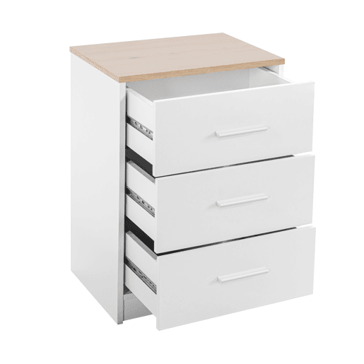 Mesa de cabeceira YOKO 3 gavetas cor branco