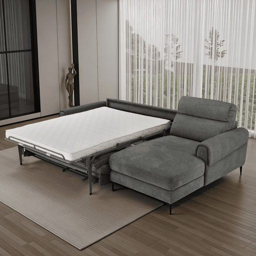Chaise longue com cama ELIA esquerda 4 lugares cinza Chaise longue com cama ELIA esquerda 4 lugares cinza