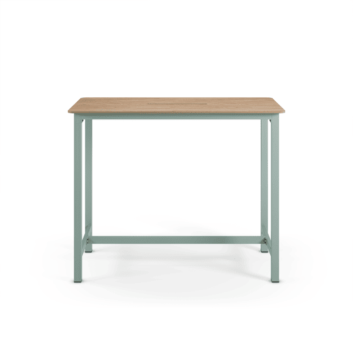 Mesa alta de cozinha ARIA em carvalho e pernas azul-marinho
