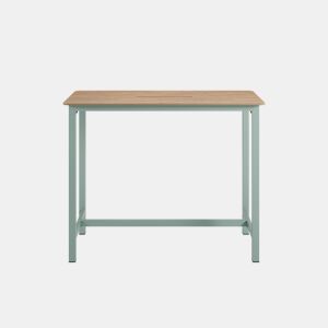 Mesa alta de cozinha ARIA em carvalho e pernas azul-marinho