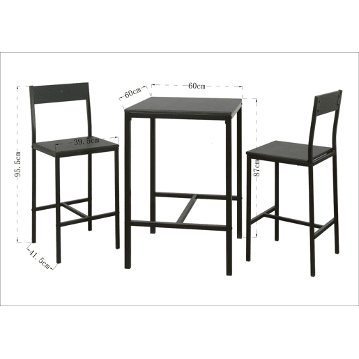 Conjunto de mesa alta com 2 bancos JAMIE