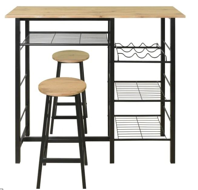 Conjunto de mesa alta con 2 taburetes detroit