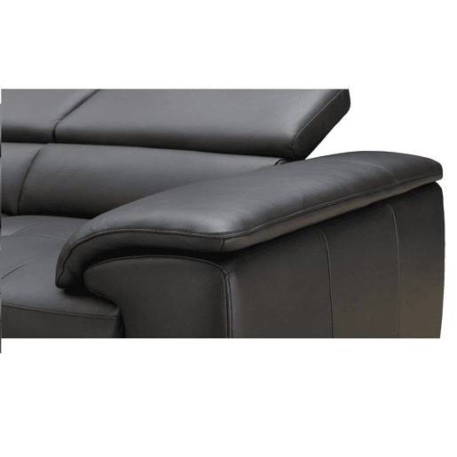 Sofá de canto com cama MAYA em pele esquerda 4 lugares preto