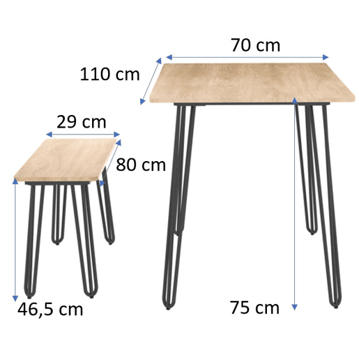 Conjunto de mesa com 2 bancos LANAI Conjunto de mesa com 2 bancos LANAI