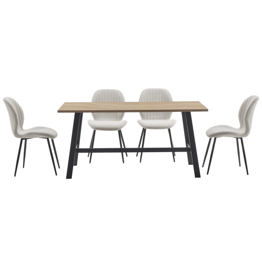 Conjunto de 1 mesa e 4 cadeiras de jantar em carvalho PRAGA