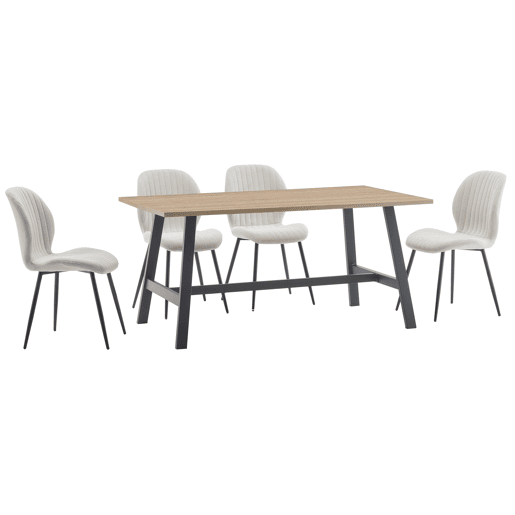 Conjunto de 1 mesa e 4 cadeiras de jantar em carvalho PRAGA