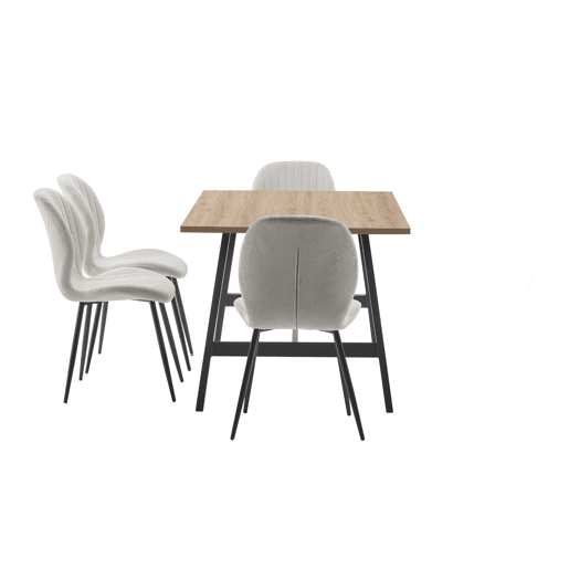 Conjunto de 1 mesa e 4 cadeiras de jantar em carvalho PRAGA