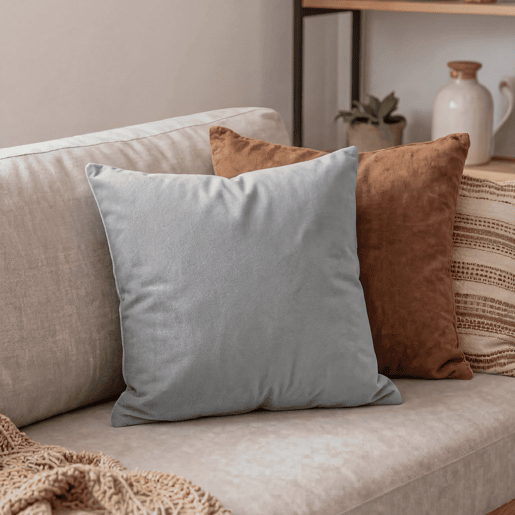 Almofada de veludo VELOUR 45x45cm cinzento claro