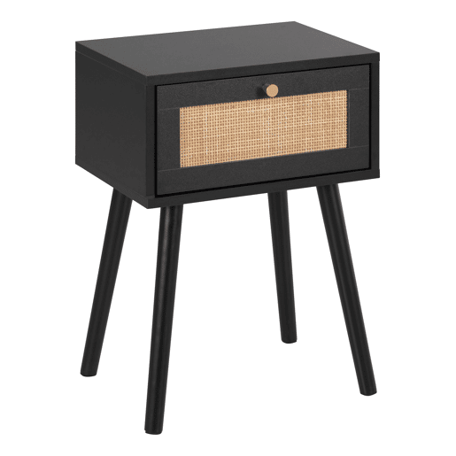 Mesa de cabeceira NARO com 1 gaveta preta Mesa de cabeceira NARO com 1 gaveta preta