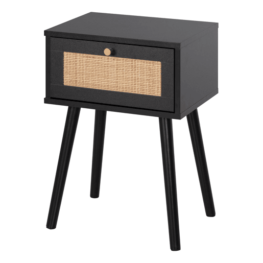 Mesa de cabeceira NARO com 1 gaveta preta Mesa de cabeceira NARO com 1 gaveta preta