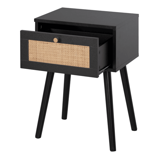 Mesa de cabeceira NARO com 1 gaveta preta Mesa de cabeceira NARO com 1 gaveta preta